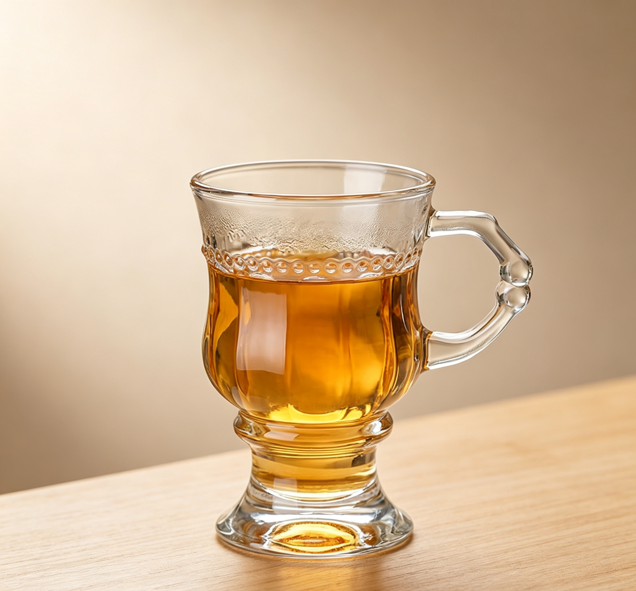 French Retro Textured Clear Glass Mug with Handle, Ideal for Whiskey & Flower Tea