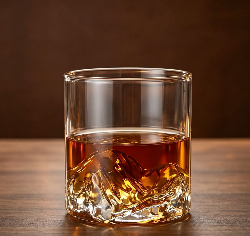 Heavy-Duty Glacier Embossed Straight Glass Tumbler, Premium Cup for Spirits & Cocktails