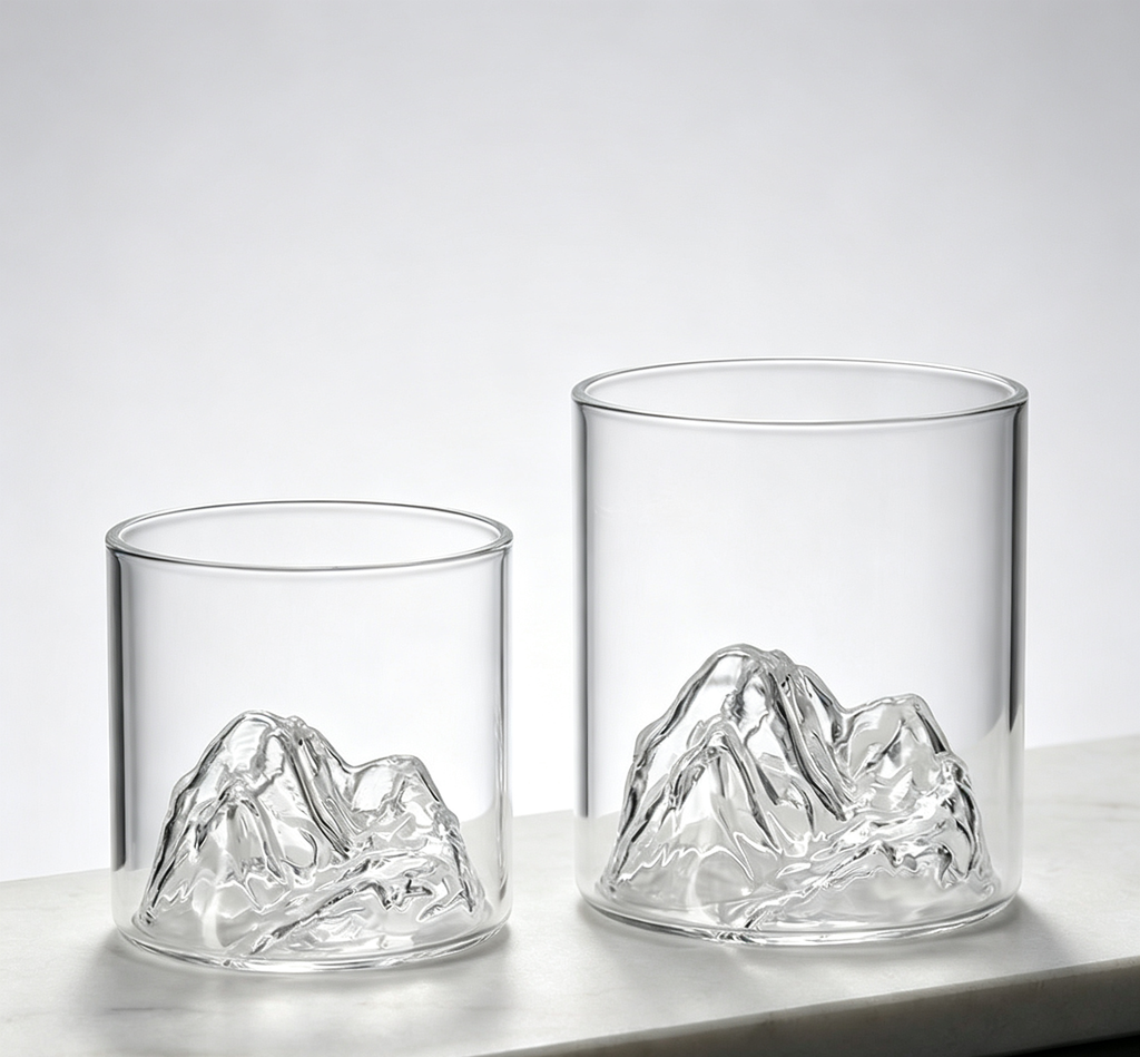 Heavy-Duty Glacier Embossed Straight Glass Tumbler, Premium Cup for Spirits & Cocktails